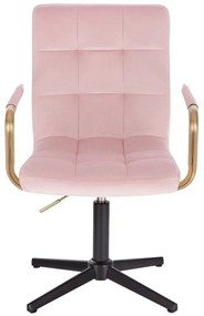 LuxuryForm DESIGN Stolička VERONA GOLD VELUR na čiernom kríži - ružová