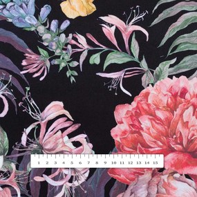 Biante Zamatový štvorcový obrus Tamara TMR-019 Záhradné kvety na čiernom 80x80 cm