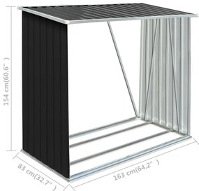 Záhradná kôlňa na drevo antracitová 163x83x154 cm galvanizovaná oceľ
