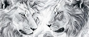 Obraz - Kreslené levie hlavy (120x50 cm)