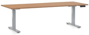 Výškovo nastaviteľný stôl OfficeTech D, 200 x 80 cm, sivá podnož, buk