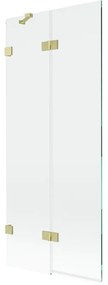 Mexen Lunar, 2-krídlová vaňová zástena ľavá 80 x 150 cm, číre sklo, zlatá matná, 897-080-100-55-00-L