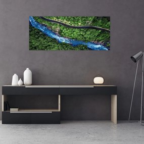 Obraz - Rieka medzi horami, Kaukaz, Rusko (120x50 cm)