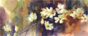 Obraz - Biele magnólie, maľba (120x50 cm)