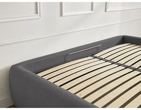 Tmavosivá čalúnená dvojlôžková posteľ s úložným priestorom/bez čela s roštom 180x200 cm Inera – Bobochic Paris