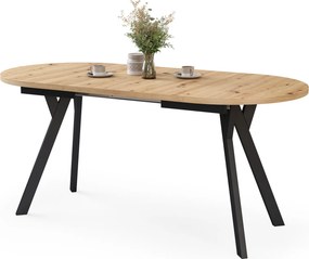 Mazzoni ALMO Dub Artisan / čierne nohy - OVÁLNY ROZKLADACÍ STÔL 120-220 cm PRE 10-12 OSÔB