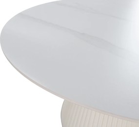 Jedálenský stôl Modig 120 cm eko koža ecru/mramor
