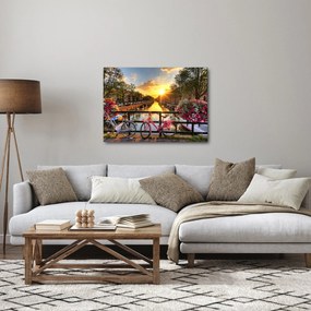 Obraz - Východ slnka v Amsterdame (70x50 cm)