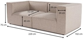 Dvoumístná pohovka Sora 220 cm pískově béžová