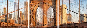 Obraz - Brooklynský most (s hodinami) (90x30 cm)