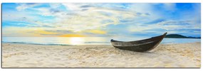 Obraz na plátne - Čln na pláži - panoráma 551A (120x45 cm)