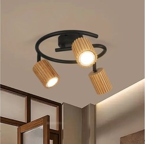Brilagi - Bodové svietidlo MODERN WOOD 3xGU10/8W/230V, drevené/čierne