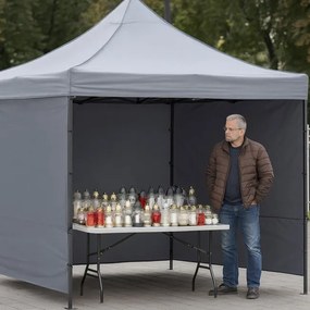 Nožnicový stan 3×3 m – záhradný pavilón pre veľtrhy, expresné akcie a catering, sivý Springos GP0003