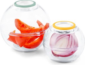 2 guľaté nádobky na uchovávanie potravín