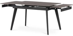 Jídelní stůl 120+30+30x80 cm, keramická deska šedý mramor, kov, černý matný lak