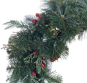 Vianočný veniec so svetielkami ⌀ 60 cm zelený ELBRUS Beliani