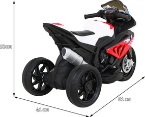 Ramiz BMW HP4 Detský motocykel na batérie Červená + 3 kolieska + LED + MP3 USB + Eco koža