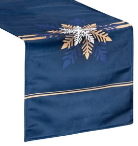 Vianočná štóla modrej farby so vzorom zlatej vločky