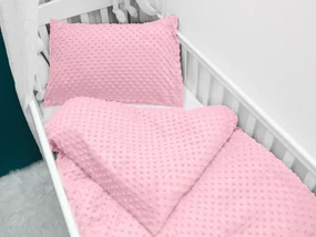 Biante Detské posteľné obliečky do postieľky Minky 3D bodky MKP-035 Svetlo ružové Do postieľky 90x140 a 40x60 cm