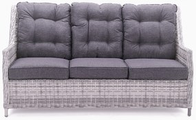 Ratanová trojsedačka BERKLEY svetlo-sivá s tmavými vankúšmi