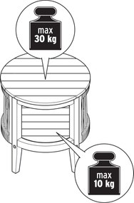Záhradný odkladací stolík s odnímateľnou doskou, priemer cca 50 cm