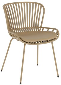 Béžová záhradná stolička s oceľovou konštrukciou Kave Home Surpik