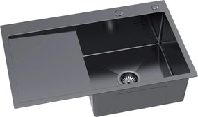 Erga HD, 1-komorový oceľový drez 780x490x210 mm, pravý, grafitová, ERG-MLS-HD7849RB