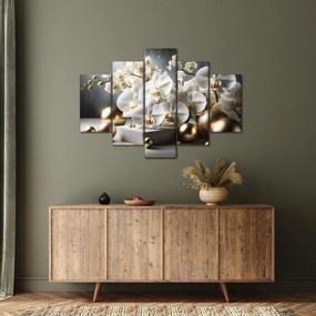 Obraz - Orchidea a zlaté gule (150x105 cm)