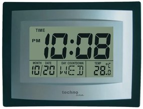 Digitálne nástenné hodiny s teplomerom Techno Line WS 8004 (22 cm) – strieborno-čierne