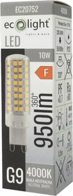 ECOLIGHT G9 LED žiarovka 10W 4000K 950lm - neutrálná biela