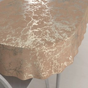Biante Veľký zamatový oválny obrus Isabela IBL-016 Zlatý mramor na púdrovo béžovom 240x280 cm
