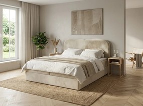 Čalúnená posteľ boxspring FORENA 160x200 cm krémová Matrac: Bonell pružinová matrac