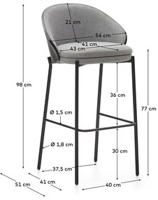 Čierna/sivá barová stolička (výška sedadla 77 cm) Eamy – Kave Home