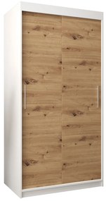 Šatníková skriňa 100 cm Toki (Biela matná + Dub artisan). Akcia -41%. Vlastná spoľahlivá doprava až k Vám domov. 1064791