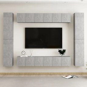 10-dielna súprava TV skriniek betónovo-sivá drevotrieska