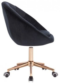 LuxuryForm DESIGN Kreslo VERA VELUR na zlatej podstave s kolieskami - čierne