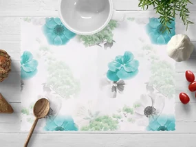 Biante Teflónové prestieranie na stôl TF-044 Tyrkysové ruže na bielom 30x40 cm