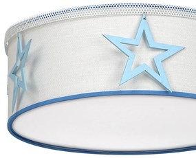 Detské stropné svietidlo Star, 1x biele/modré textilné tienidlo
