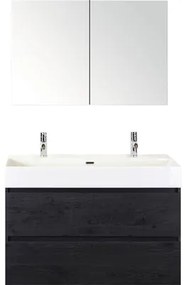Kúpeľňový nábytkový set Sanox Maxx XL farba čela black oak ŠxVxH 101 x 170 x 45,5 cm s keramickým dvojitým umývadlom a zrkadlovou skrinkou
