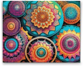 Gario Diamantové maľovanie Mandala, kvetinový vzor Rozmery: 40 x 50 cm, Rámovanie: Iba zrolované plátno, Diamanty: Štvorcové