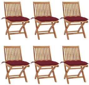 Skladacie záhradné stoličky s podložkami 6 ks tíkový masív 3072858