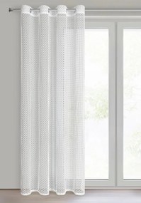 Záclona na kruhy s romantickým háčkovaným ažúrovým vzorom - biela Šírka: 140 cm | Dĺžka: 250 cm