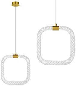 Toolight Toolight, závesné LED svietidlo 20x20cm, 9W, 3000K, LHJ056-CP1, číra-zlatá matná, OSW-60029