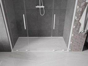 Mexen Velar L Duo, posuvné sprchové dvere do otvoru 180 cm, 8mm číre sklo, biela matná, 871-180-003-02-20