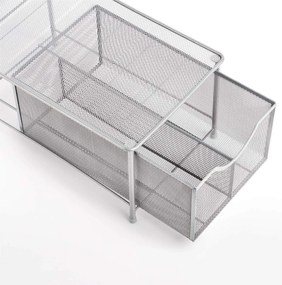 Organizér, zásuvka s 2 pozdĺžnymi prepážkami, sivá mriežka, MESH