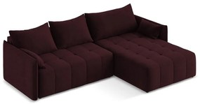 Vínovočervená rozkladacia/s úložným priestorom rohová pohovka (pravý roh/s leňoškou) Moku – Makamii