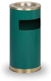 Vonkajší odpadkový kôš s popolníkom, 640 x 305 x 305 mm, zelený/nerez