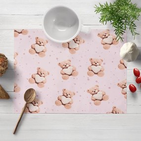 Biante Detské bavlnené prestieranie na stôl Sandra SA-723 Medvedíky so srdiečkami na fialkovom 30x40 cm