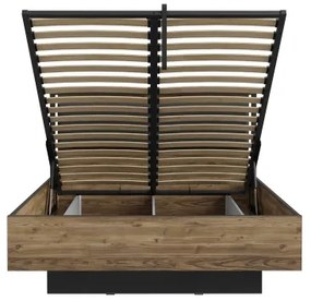 Dvojlôžková posteľ s úložným priestorom OREN 140x200 cm hnedá/čierna