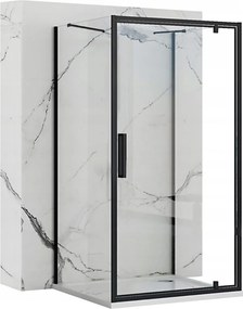 Rea Rapid Swing, 3-stenový sprchovací kút 90 (dvere) x 100 (stena) x 195 cm, 6mm číre sklo, čierny profil, KPL-009954
